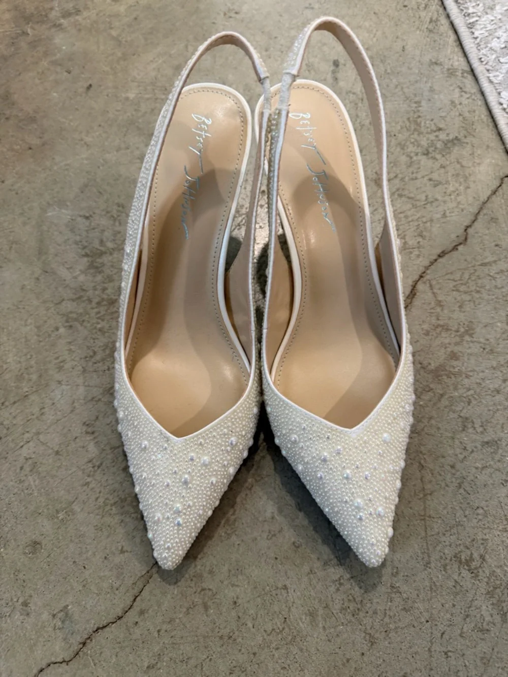 Betsey Johnson Ivory Beaded Pointed-Toe Slingback Heels - Picture 1 of 4